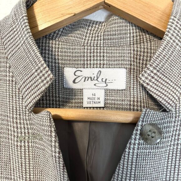 Vintage Emily Plaid Button Down Blazer Jacket Size 14 - Picture 6 of 9